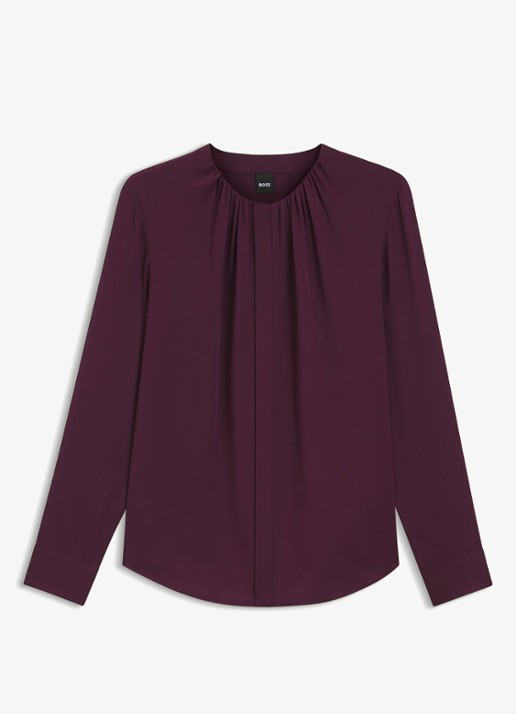 BOSS Banorah blouse in zijdeblend - voorkant 10 open purple-557 / paars