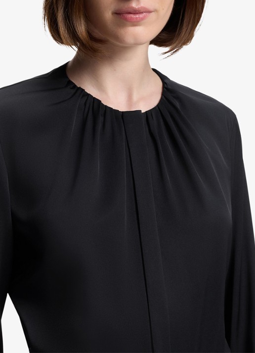 BOSS Banorah blouse in zijdeblend - detail 4 dark blue-404 / blauw