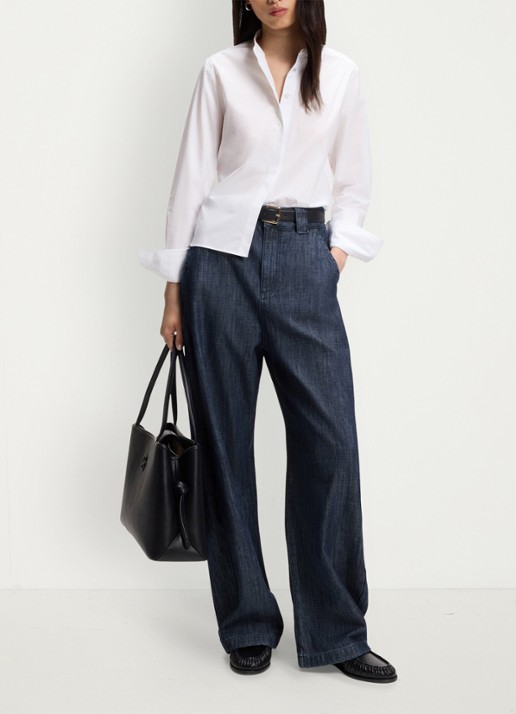 BOSS Barrel high waist loose fit jeans met medium wassing - voorkant 6 indigo