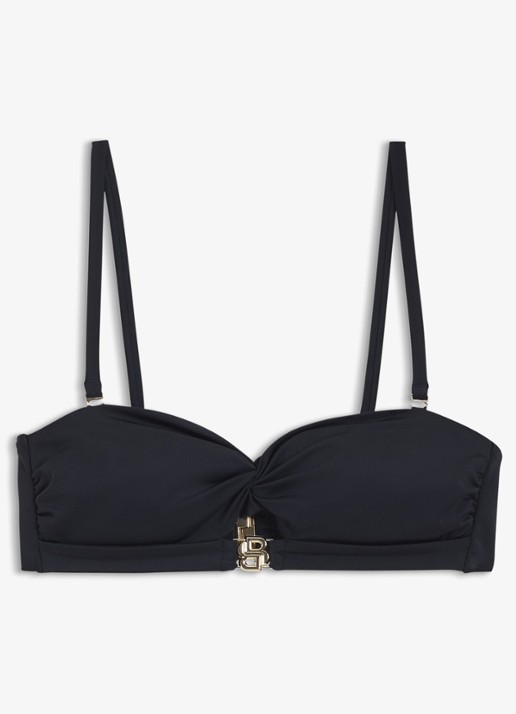 BOSS Bikinitop met logo - voorkant 5 donkerblauw