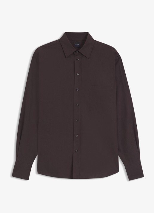 BOSS Blouse met borstzak - voorkant medium brown-210 / bruin