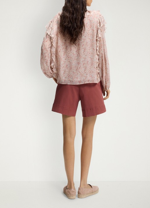 BOSS Blouse met jacquarprint - achterkant lichtroze