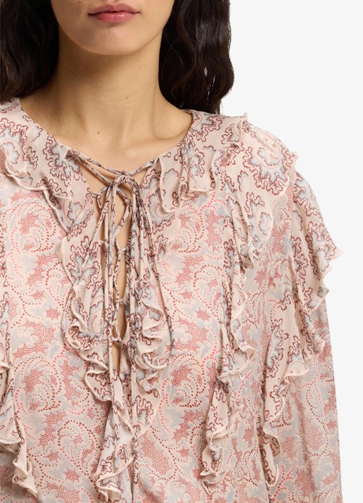 BOSS Blouse met jacquarprint - detail 4 lichtroze
