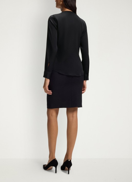 BOSS Blouse met plooien - achterkant zwart