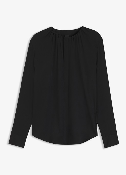 BOSS Blouse met plooien - voorkant 5 zwart