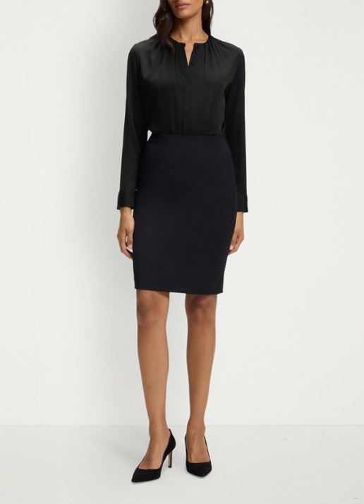 BOSS Blouse met plooien - voorkant 6 zwart