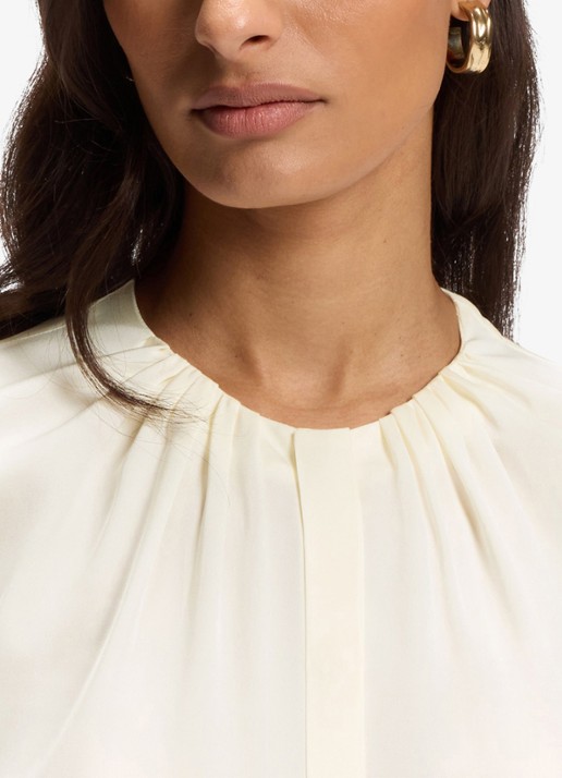 BOSS Blouse met plooien - detail 2 gebroken wit