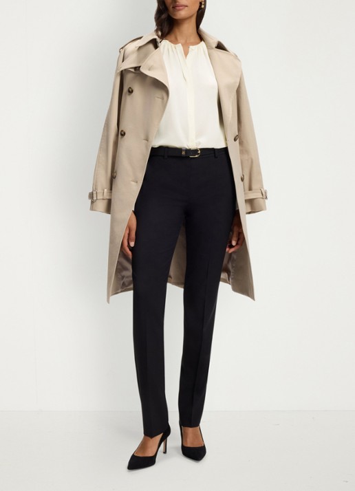 BOSS Blouse met plooien - voorkant 5 gebroken wit