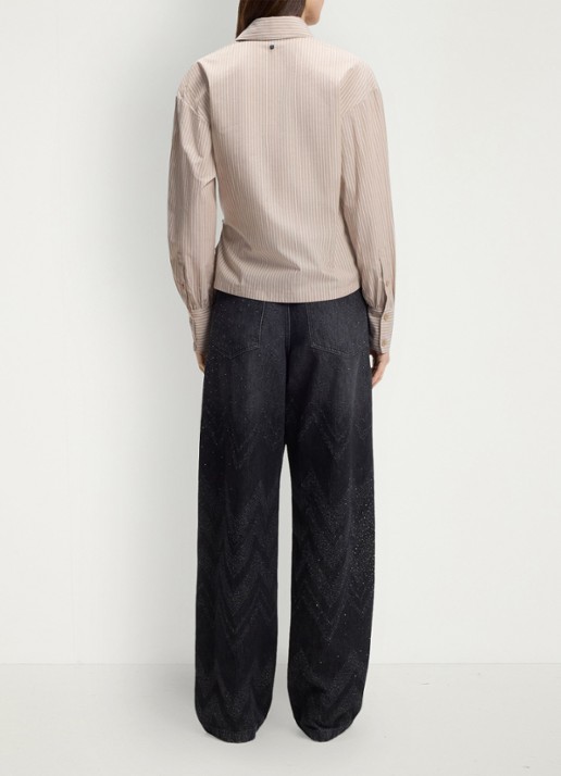 BOSS Blouse met streepprint - achterkant 6 beige