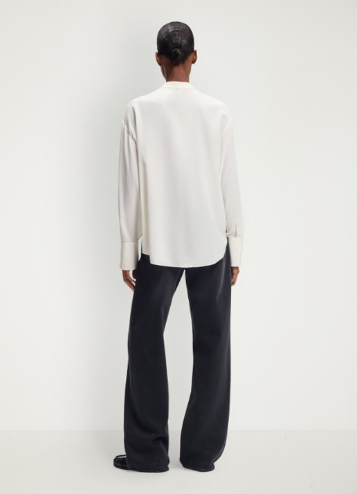 BOSS Blouse van zijde met ronde hals - achterkant 6 creme