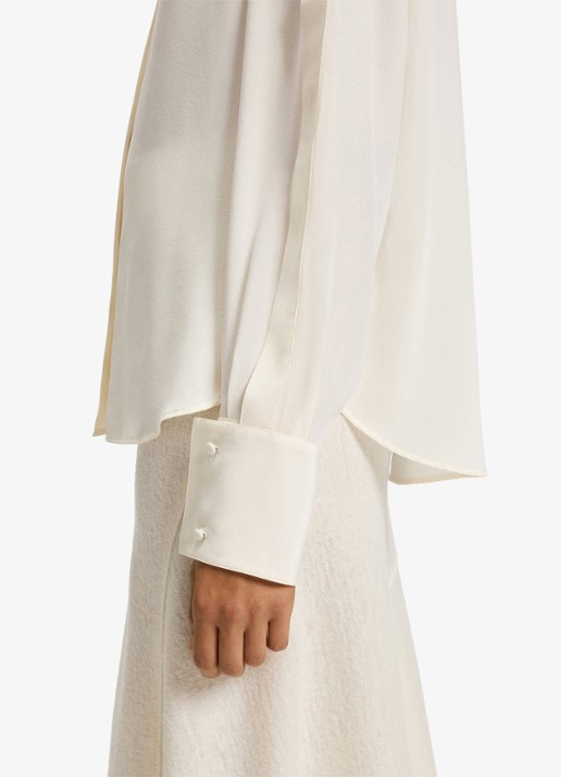BOSS Blouse van zijde - detail 6 gebroken wit