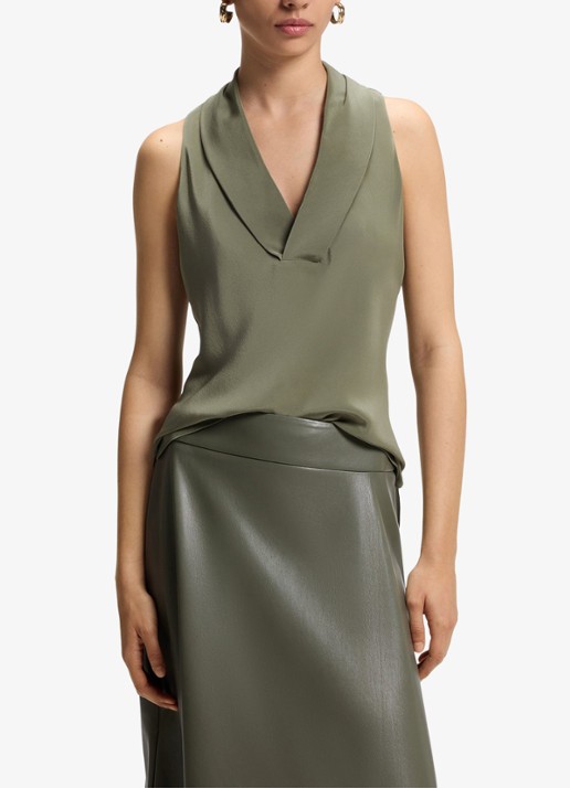 BOSS Blouse van zijde - detail 3 mosgroen