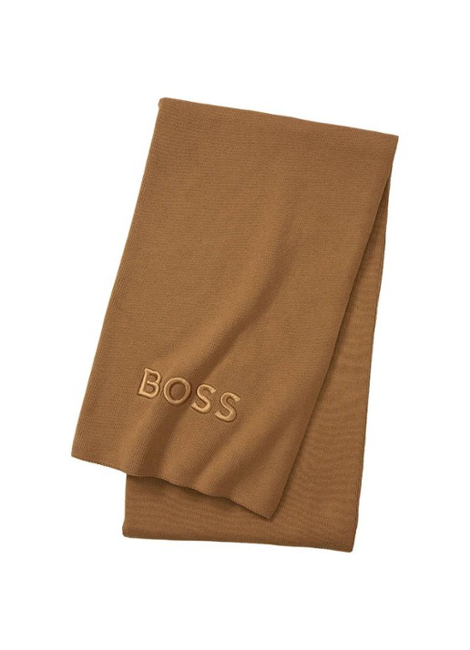 BOSS Bold plaid in katoenblend - 130 x 170 cm - voorkant 3 camel