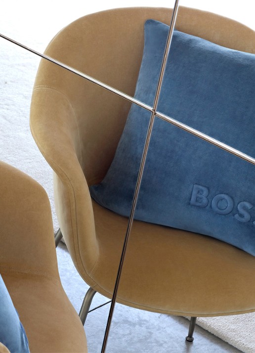 BOSS Bold sierkussenhoes 33 x 57 cm - achterkant staalblauw