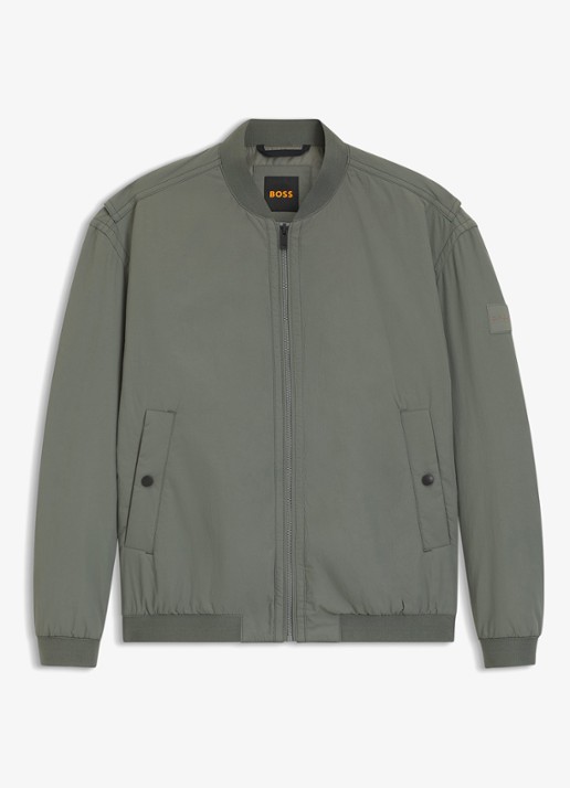 BOSS Bomber jack met logo - voorkant grijs