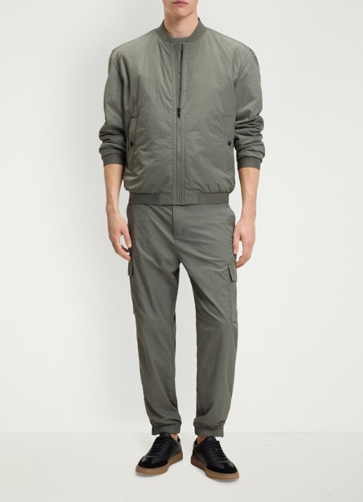 BOSS Bomber jack met logo - voorkant 2 grijs