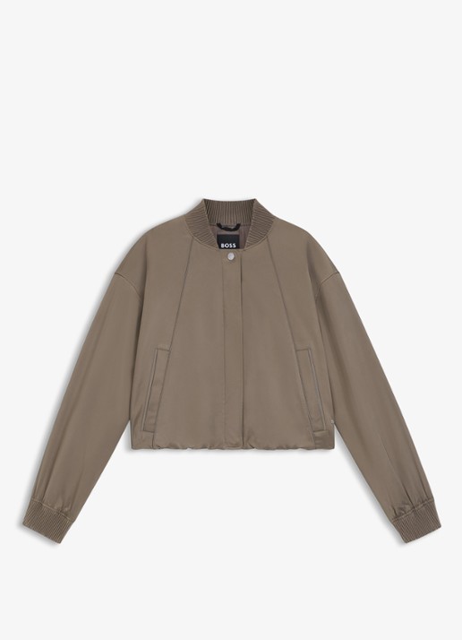 BOSS Bomber jack met steekzakken en glanzende finish - voorkant 5 brown overflow-915 / bruin