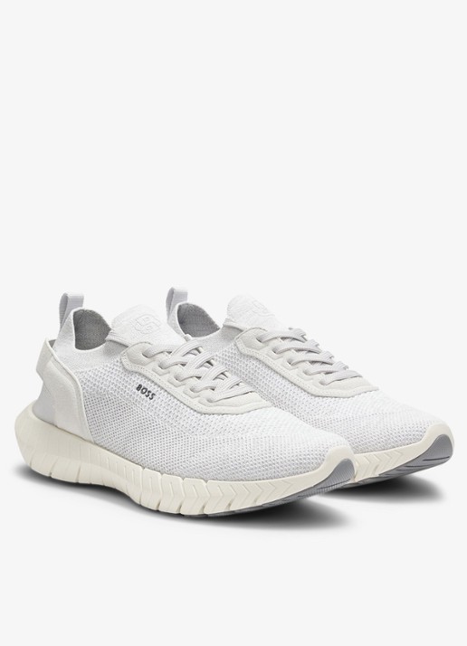 BOSS Boss-Motion sneaker met gebreid bovenwerk - voorkant 5 wit