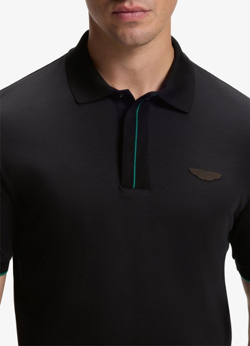 BOSS BOSS x ASTON MARTIN regular fit polo met logo - detail 3 zwart