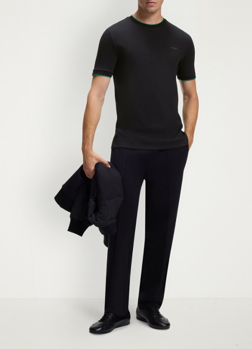 BOSS BOSS x ASTON MARTIN T-shirt met gestreept detail - voorkant zwart