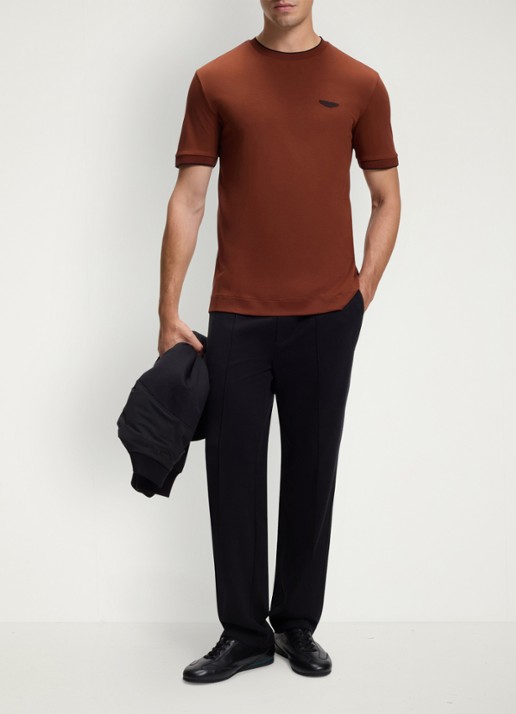 BOSS BOSS x ASTON MARTIN T-shirt met gestreept detail - voorkant 2 bruin
