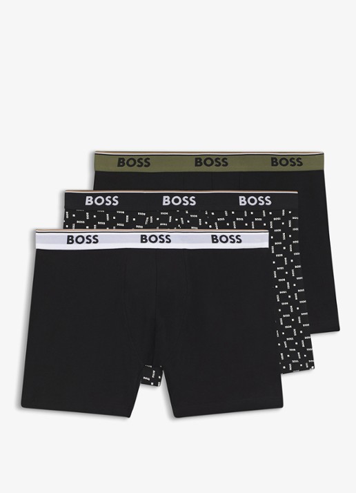 BOSS Boxershort met logoband in 3-pack - voorkant 5 zwart