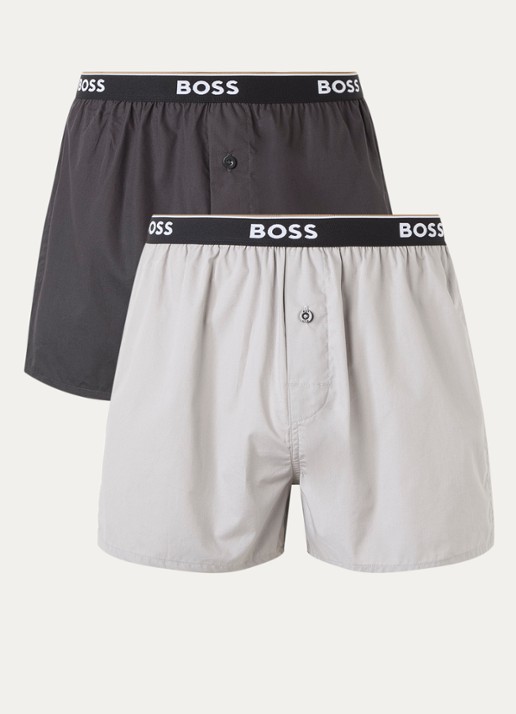 BOSS Boxershorts met logoband in 2-pack - voorkant grijs