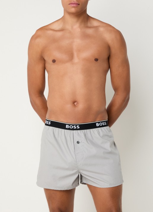 BOSS Boxershorts met logoband in 2-pack - voorkant 2 grijs
