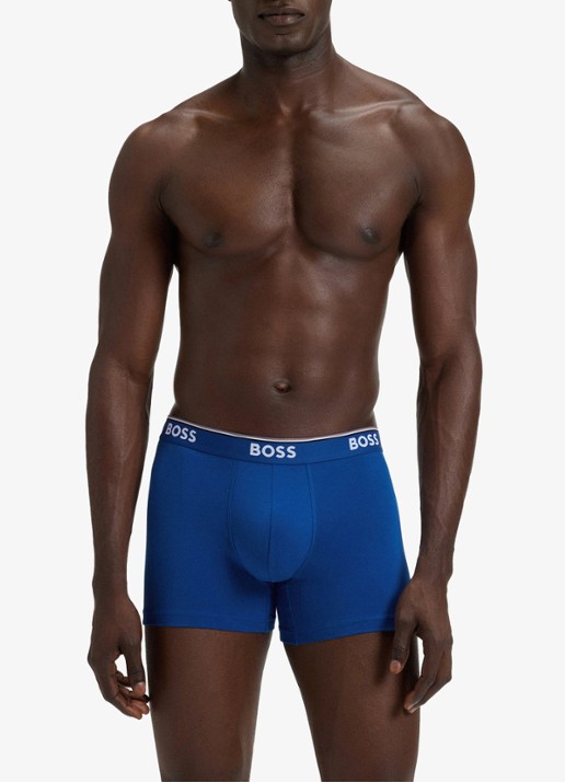 BOSS Boxershorts met logoband in 3-pack - voorkant 3 blauw