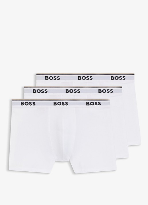 BOSS Boxershorts met logoband in 3-pack - voorkant gebroken wit