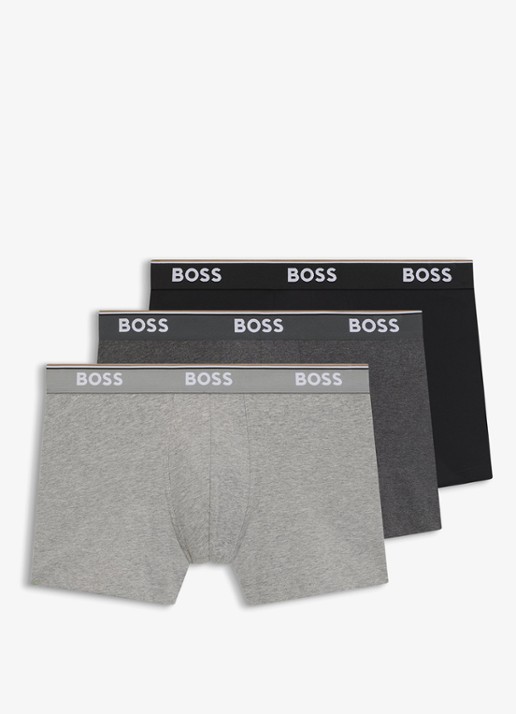 BOSS Boxershorts met logoband in 3-pack - voorkant 5 grijs