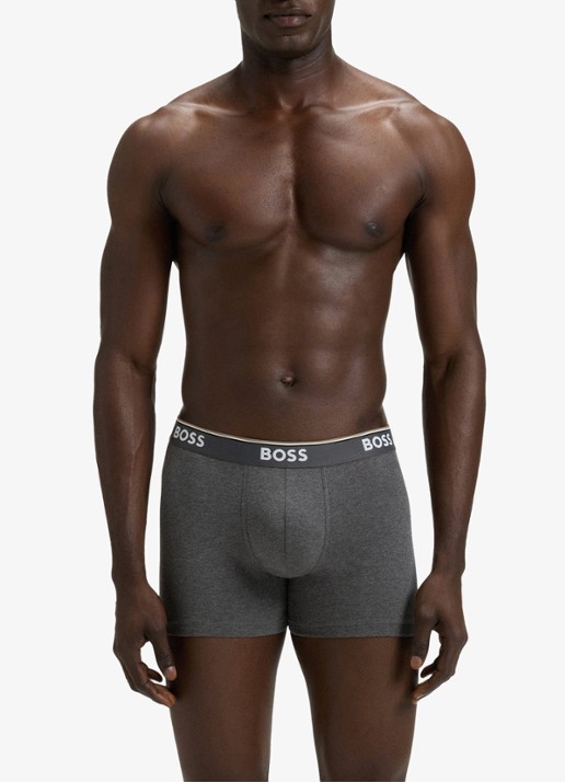 BOSS Boxershorts met logoband in 3-pack - voorkant 5 grijs
