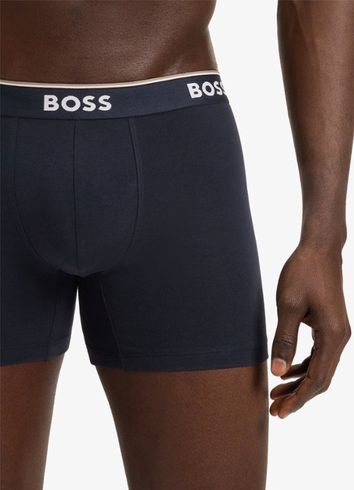 BOSS Boxershorts met logoband in 3-pack - detail 4 blauwgrijs