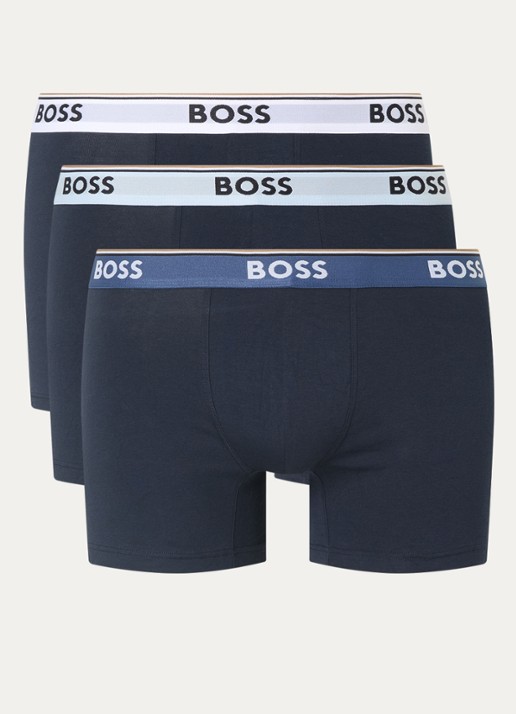 BOSS Boxershorts met logoband in 3-pack - voorkant 3 donkerblauw