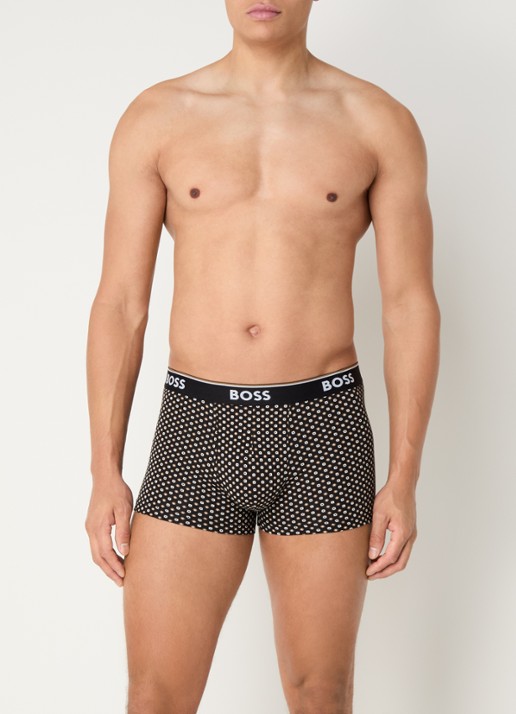 BOSS Boxershorts met logoband in 3-pack - voorkant 2 zwart