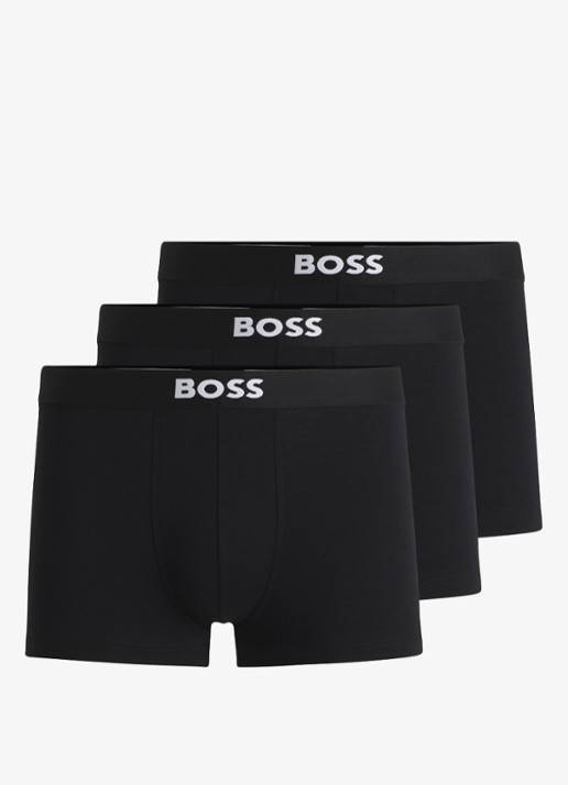 BOSS Boxershorts met logoband in 3-pack - voorkant 2 zwart