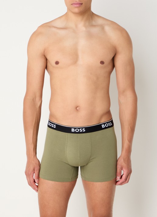 BOSS Boxershorts met logoband in 3-pack - voorkant 3 olijfgroen
