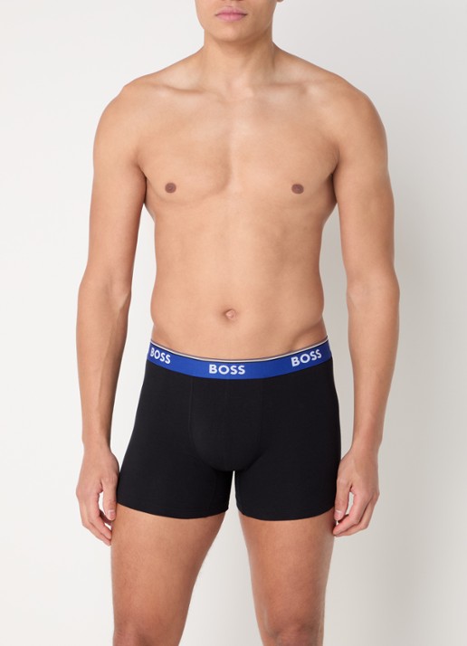 BOSS Boxershorts met logoband in 3-pack - voorkant 4 zwart