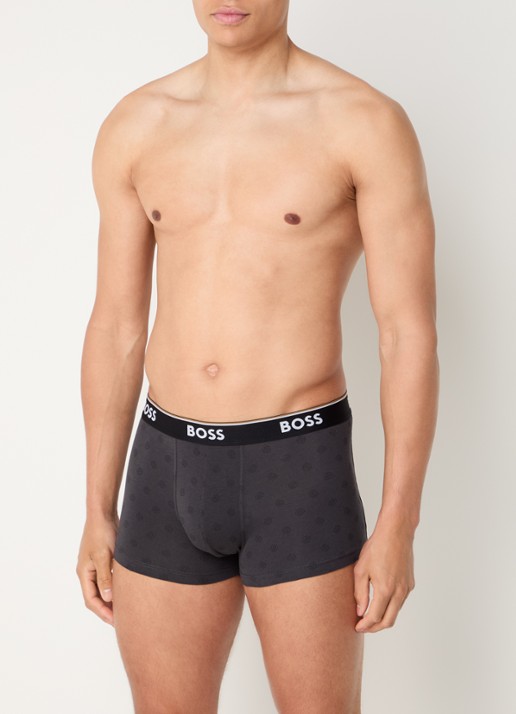BOSS Boxershorts met logoband in 3-pack - voorkant 3 donkergrijs
