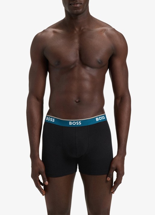 BOSS Boxershorts met logoband in 3-pack - voorkant 3 petrol