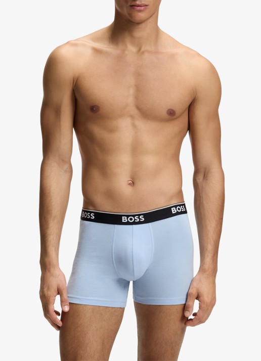 BOSS Boxershorts met logoband in 3-pack - voorkant 2 open blue-462 / blauw