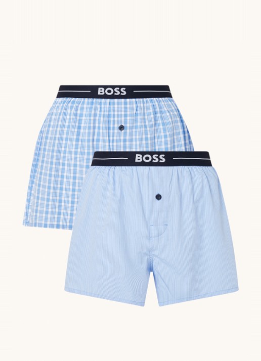 BOSS Boxershorts met print in 2-pack - voorkant 2 blauw