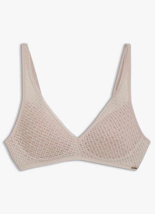 BOSS Superzachte kanten bralette met goudkleurig plaatje