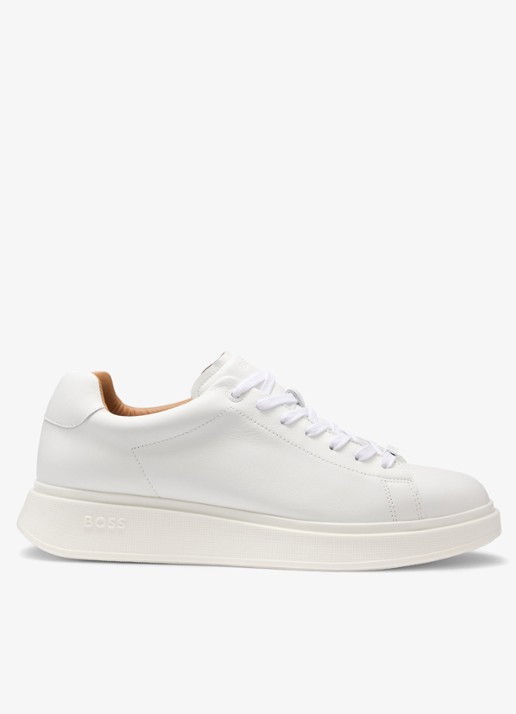 BOSS Bulton Runn sneaker van leer  - voorkant 5 gebroken wit