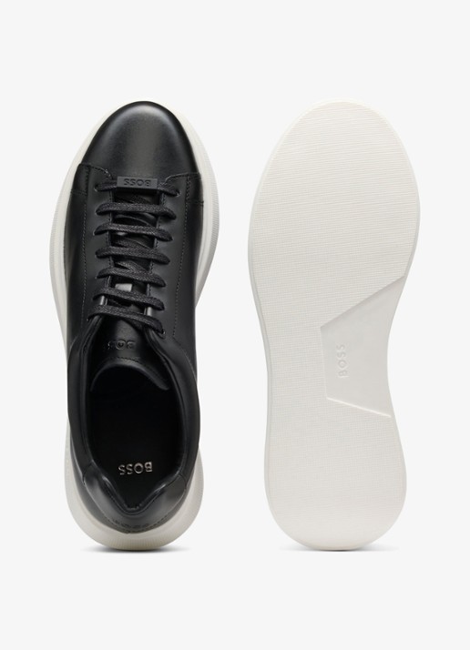BOSS Bulton Runn sneaker van leer  - detail 4 zwart