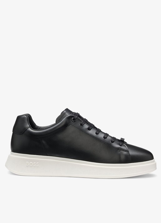 BOSS Bulton Runn sneaker van leer  - voorkant zwart