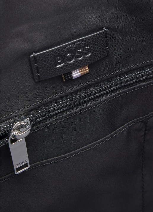 BOSS Businesstas van leer met afneembare schouderriem en logo - detail 6 zwart