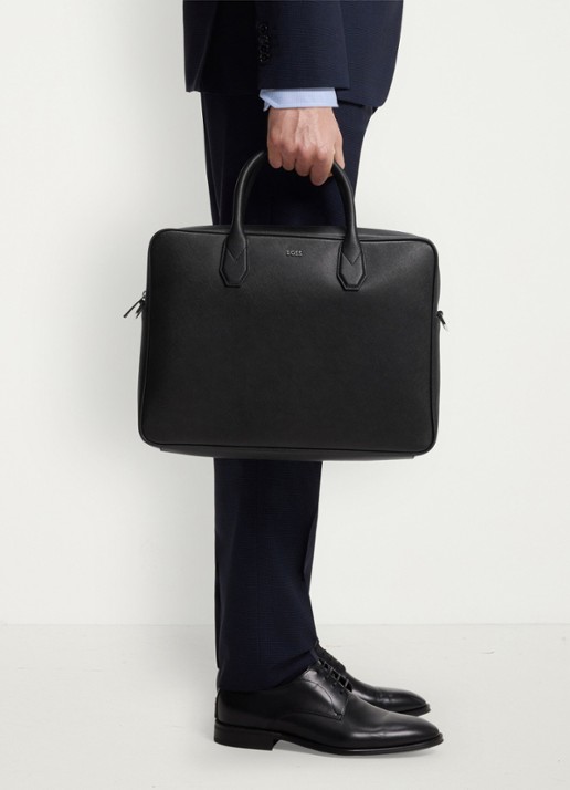 BOSS Businesstas van leer - detail zwart