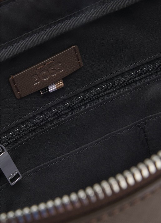 BOSS Businesstas van leer - detail 2 dark brown-209 / bruin