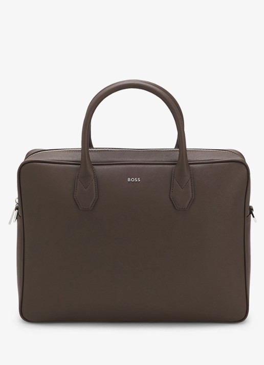 BOSS Businesstas van leer - voorkant dark brown-209 / bruin